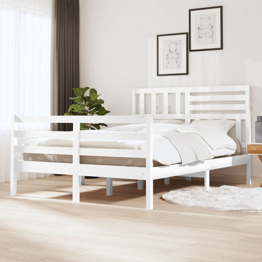 gultas rāmis, balts, masīvkoks, 120x190 cm, 4FT, divvietīgs