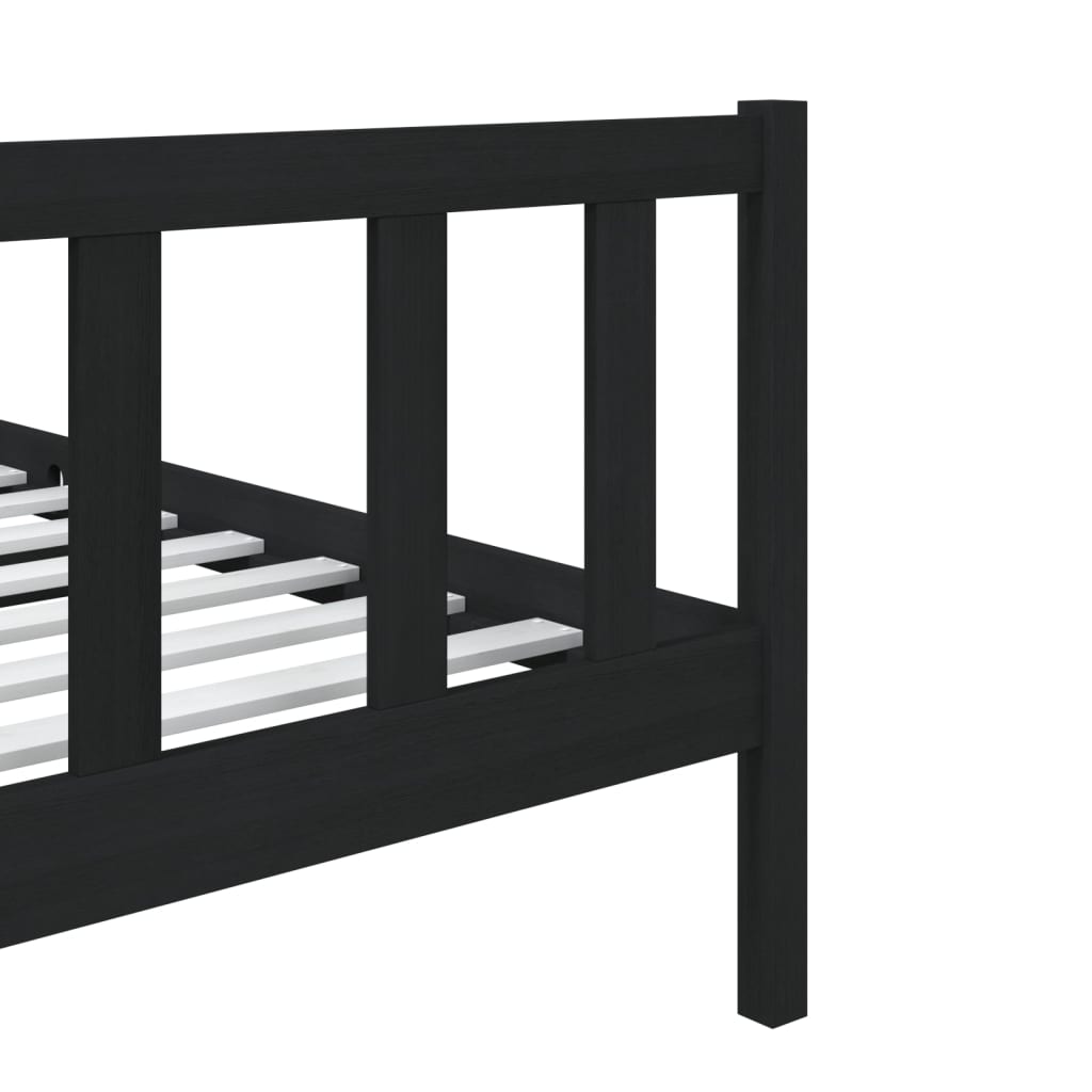 gultas rāmis, melns, masīvkoks, 75x190 cm, vienvietīgs