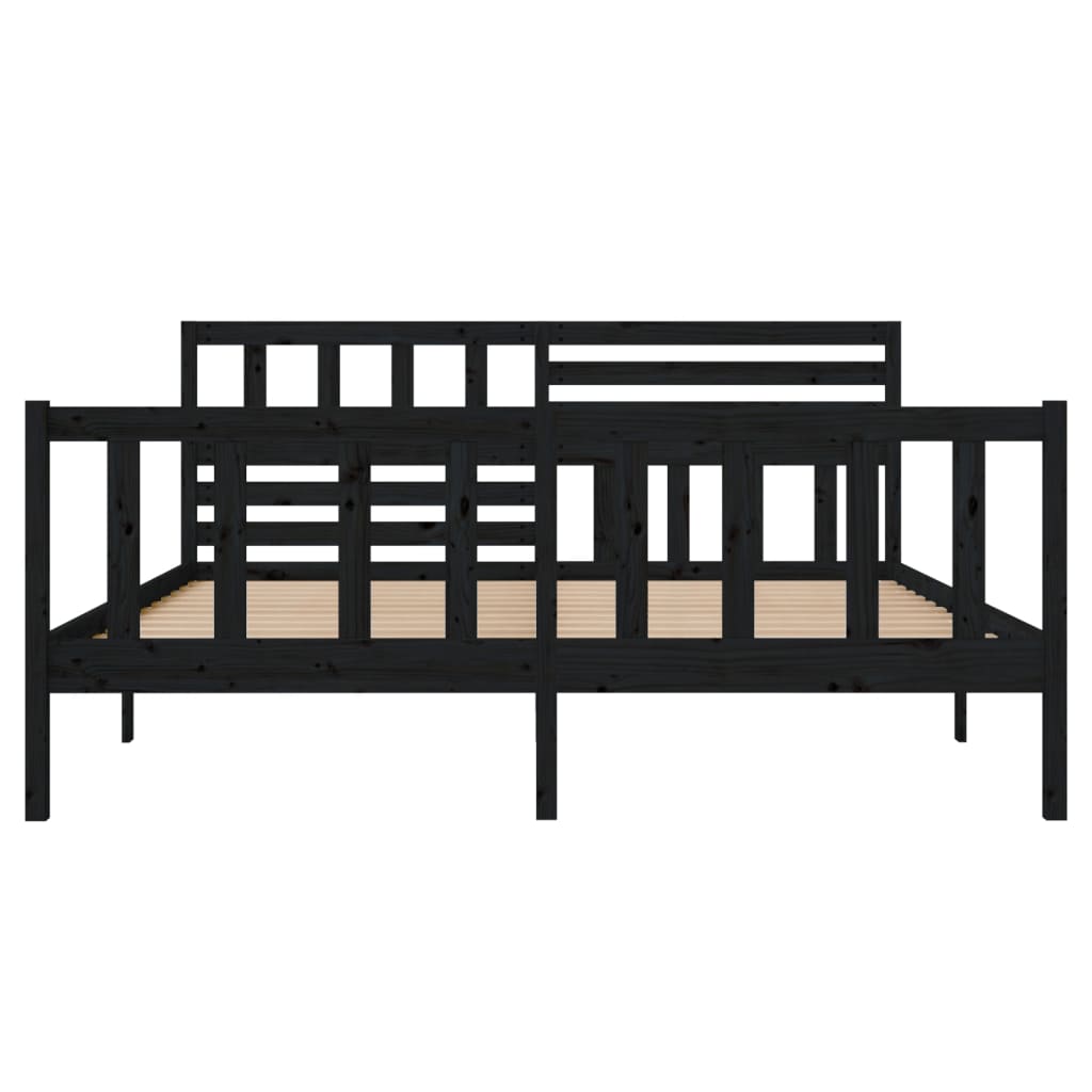 gultas rāmis, melns, masīvkoks, 135x190 cm, 4FT6, divvietīgs