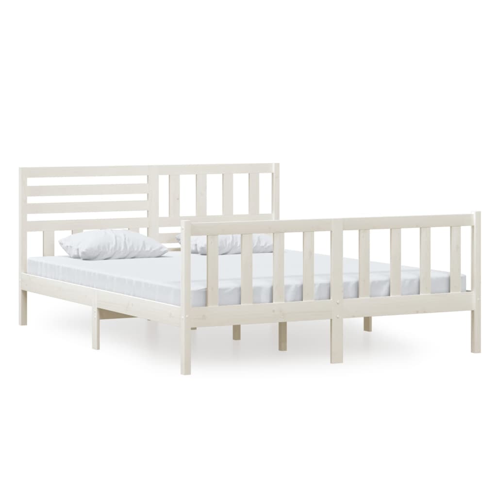 gultas rāmis, balts, masīvkoks, 160x200 cm