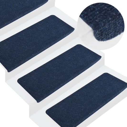 kāpņu paklāji, 15 gab., pašlīmējoši, 65x24,5x3,5 cm, zili