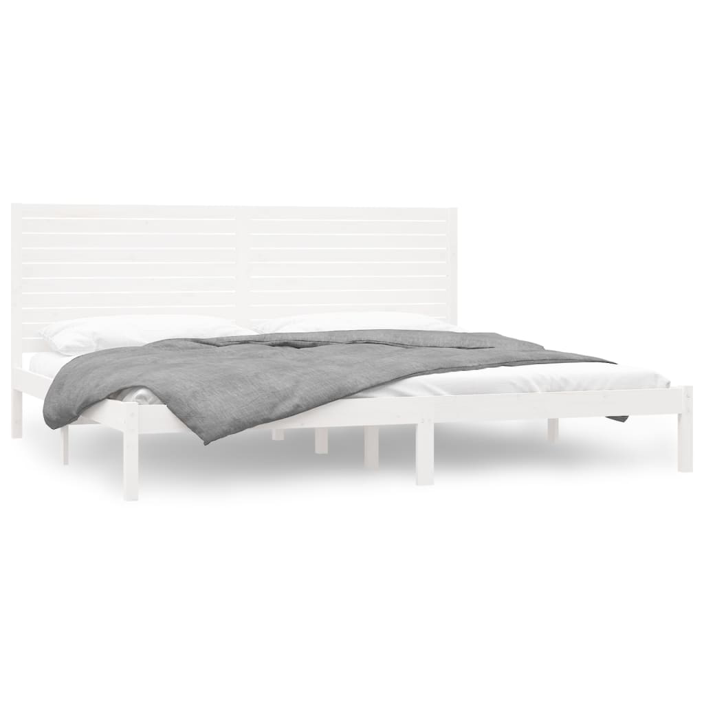 gultas rāmis, balts, masīvkoks, 200x200 cm