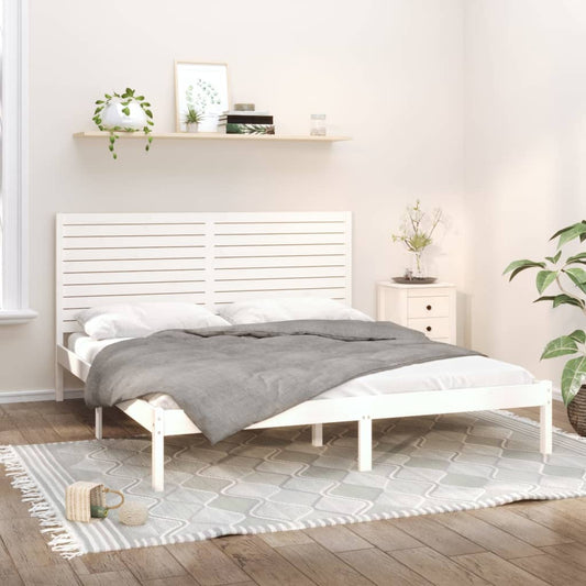 gultas rāmis, balts, masīvkoks, 200x200 cm