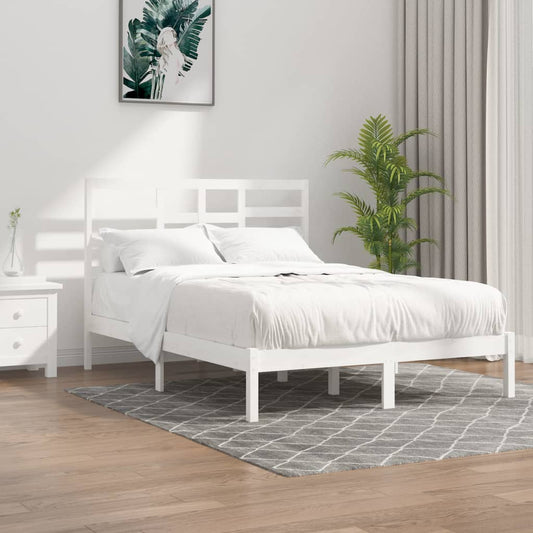 gultas rāmis, masīvkoks, balts, 140x190 cm
