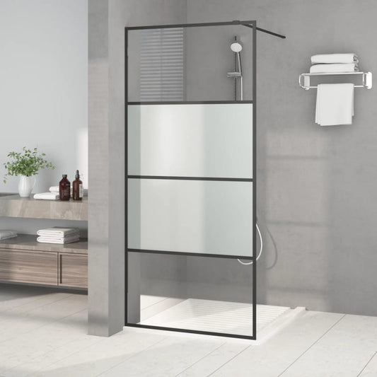 dušas siena, 90x195 cm, daļēji matēts ESG stikls, melna
