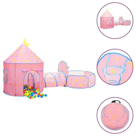 rotaļu telts ar 250 bumbiņām, rozā, 301x120x128 cm - amshop.lv