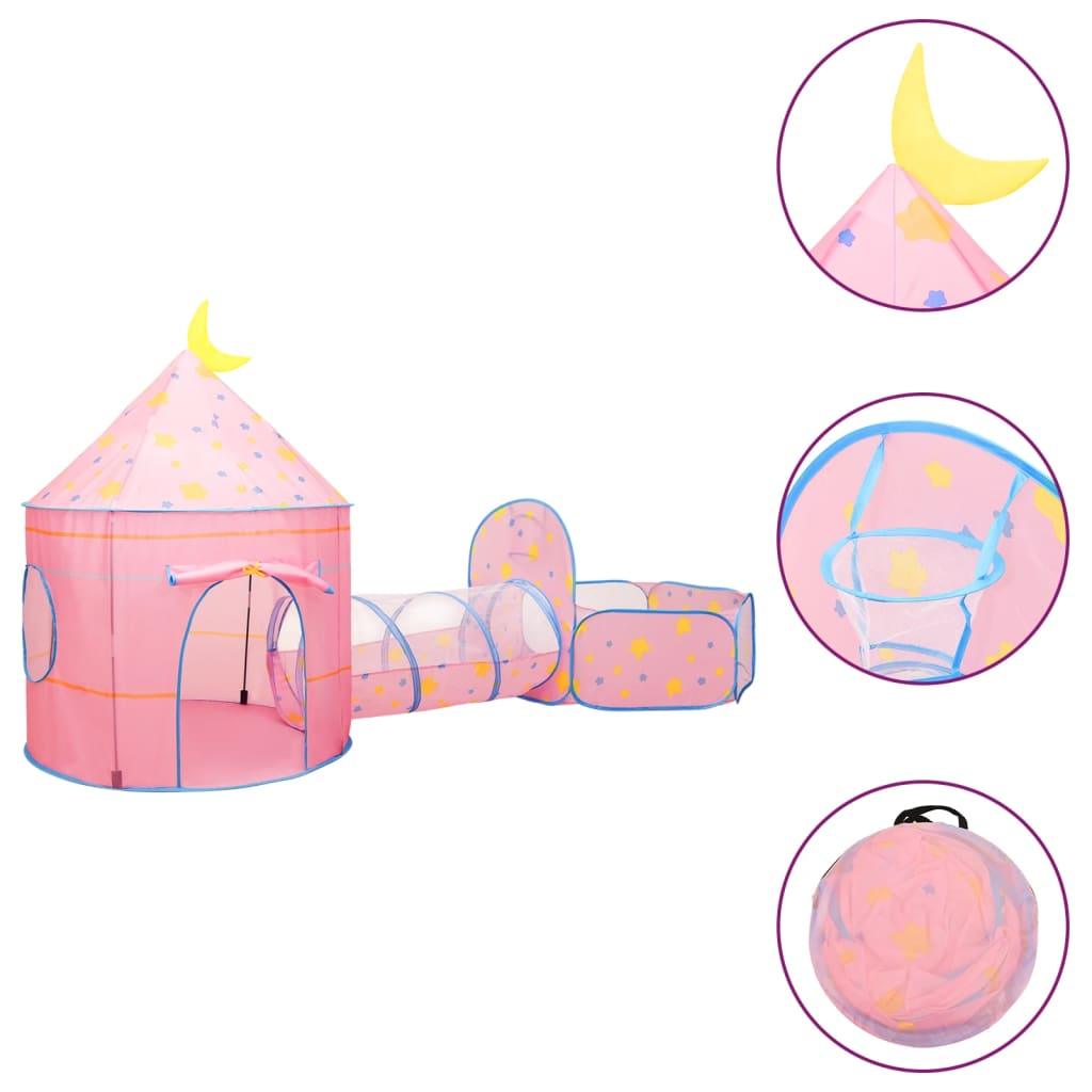 rotaļu telts ar 250 bumbiņām, rozā, 301x120x128 cm - amshop.lv