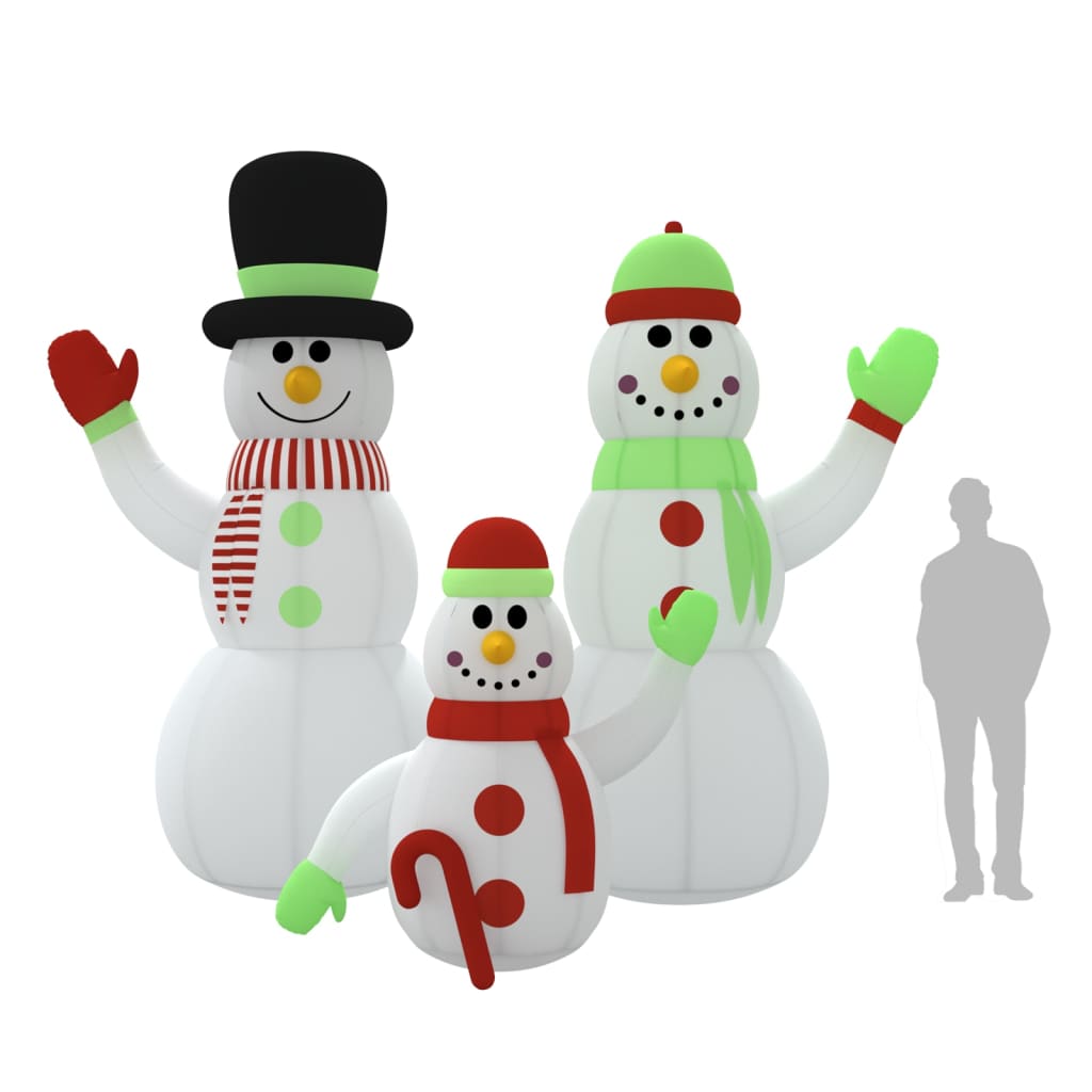 Piepūšama sniegavīru ģimene, LED, 360 cm