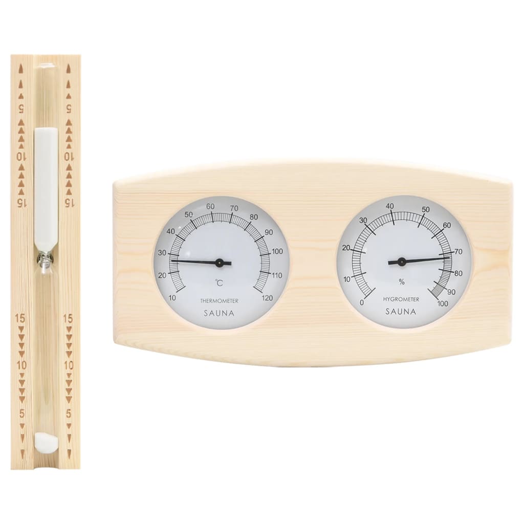 pirts higrometrs, termometrs un smilšu pulkstenis, priedes koks