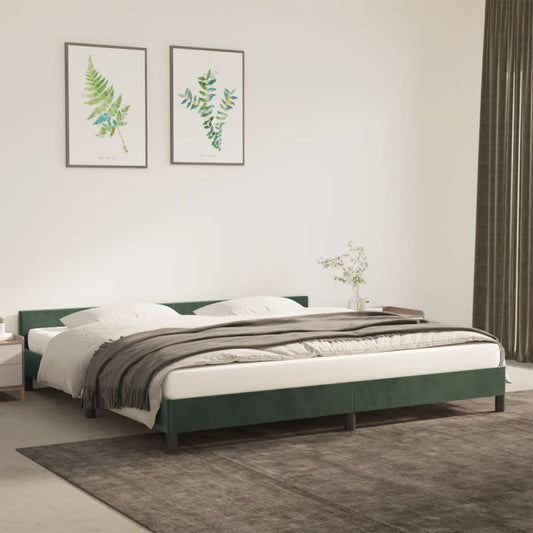 gultas rāmis ar galvgali, tumši zaļš samts, 200x200 cm