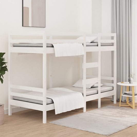 divstāvu gulta, balta, 80x200 cm, priedes masīvkoks