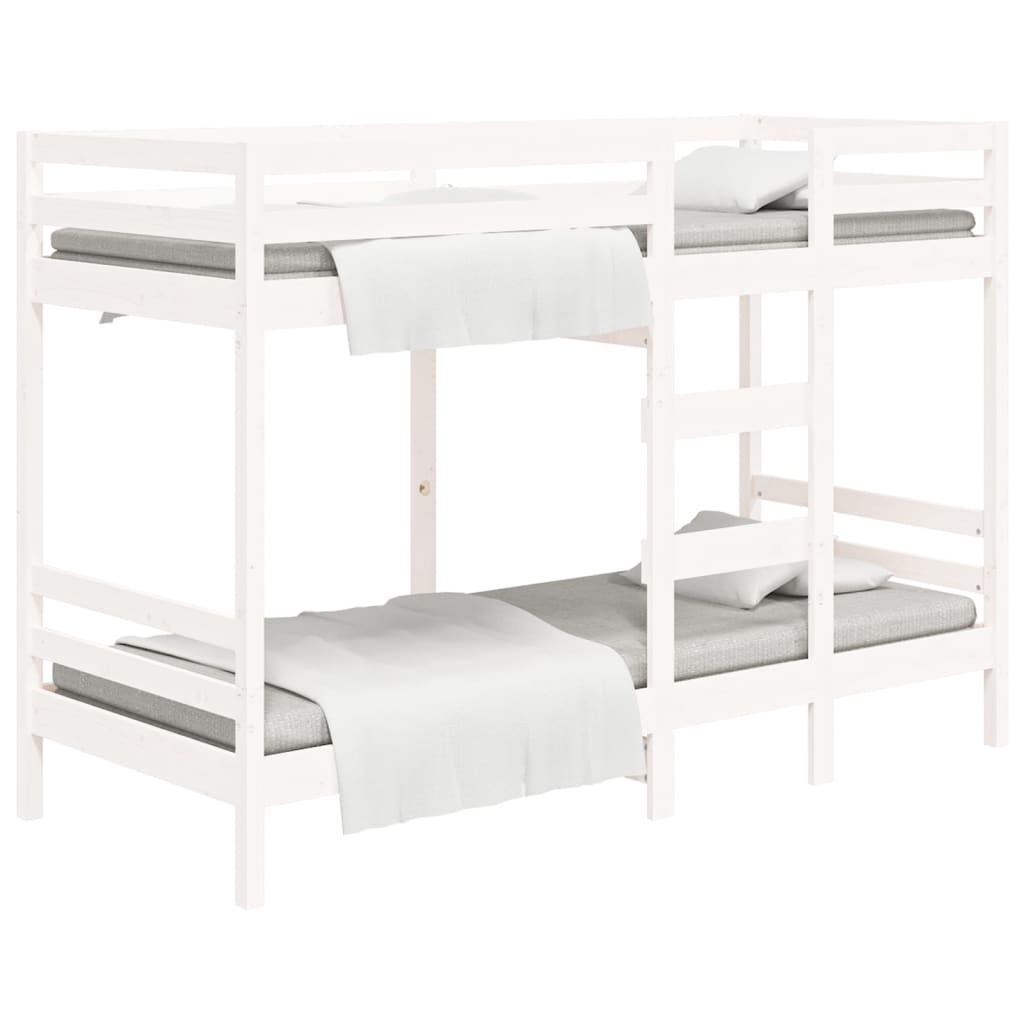 divstāvu gulta, balta, 90x190 cm, priedes masīvkoks