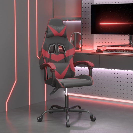 datorspēļu krēsls, melna un vīnsarkana mākslīgā āda