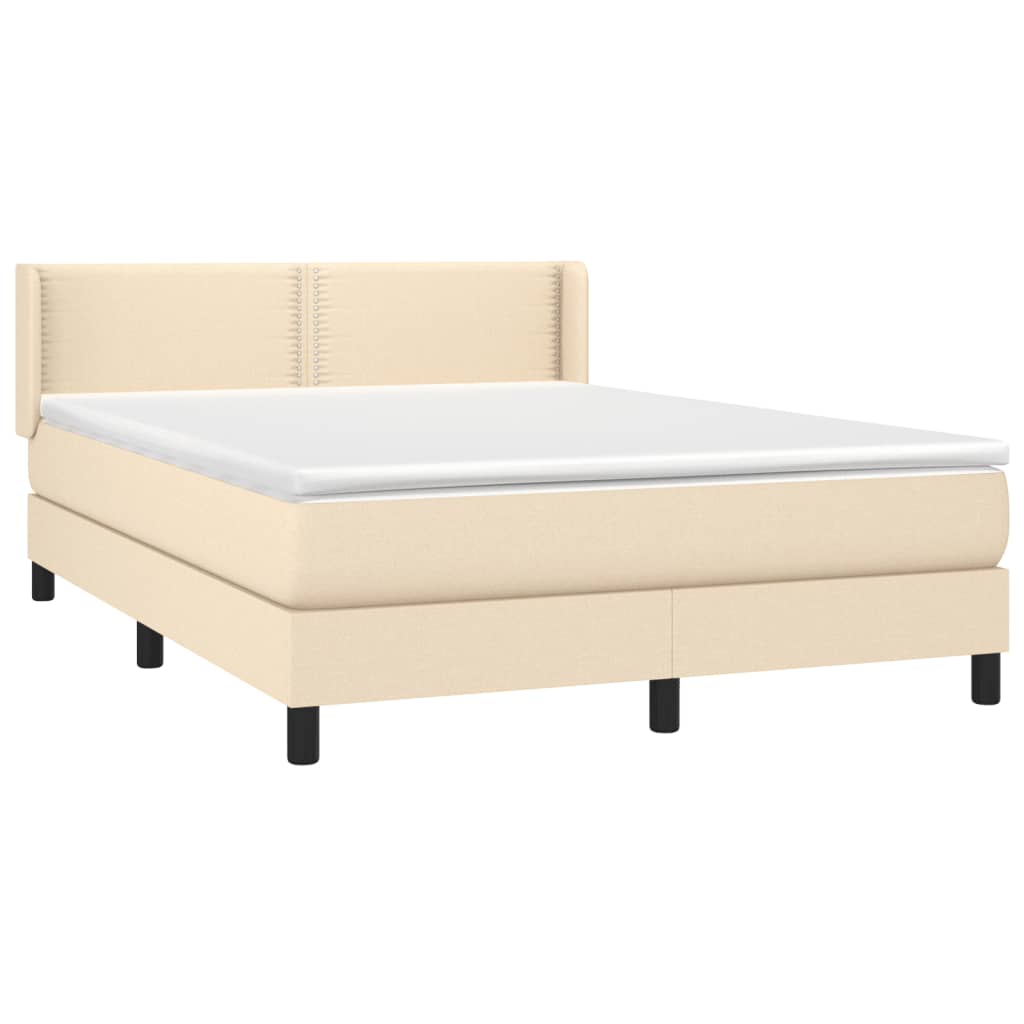 atsperu gulta ar matraci, krēmkrāsas audums, 140x190 cm