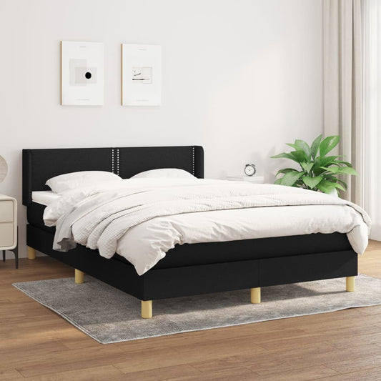 atsperu gulta ar matraci, melna audums, 140x190 cm