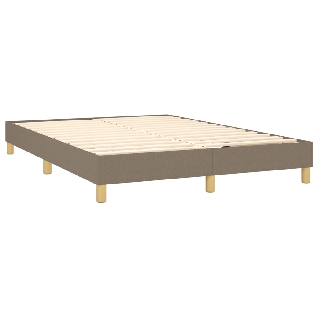 atsperu gulta ar matraci, pelēkbrūns audums, 140x190 cm