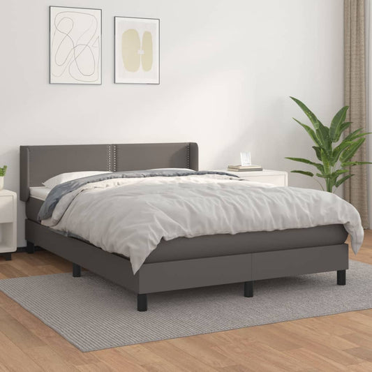 atsperu gulta ar matraci, pelēka, 140x200 cm, mākslīgā āda
