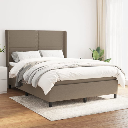 atsperu gulta ar matraci, pelēkbrūns, 140x200 cm, audums