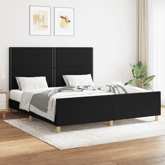 gultas rāmis ar galvgali, melns, 160x200 cm, audums