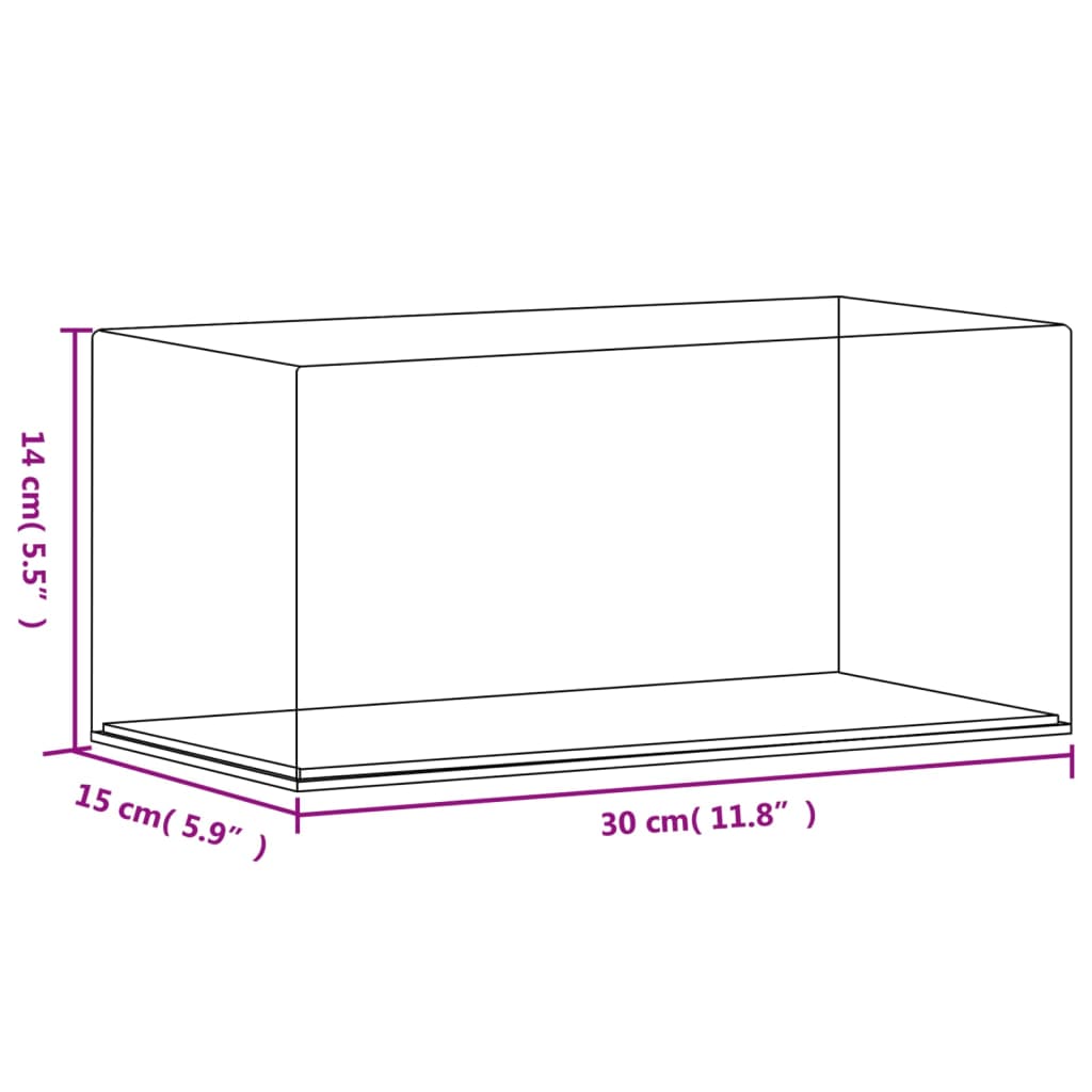 vitrīnas kaste, caurspīdīga, 30x15x14 cm, akrils