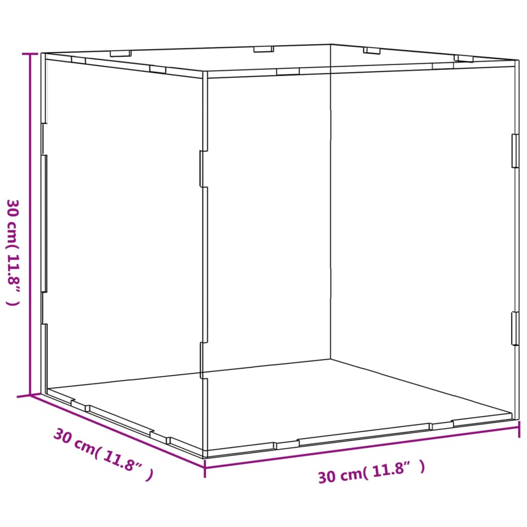 vitrīnas kaste, caurspīdīga, 30x30x30 cm, akrils