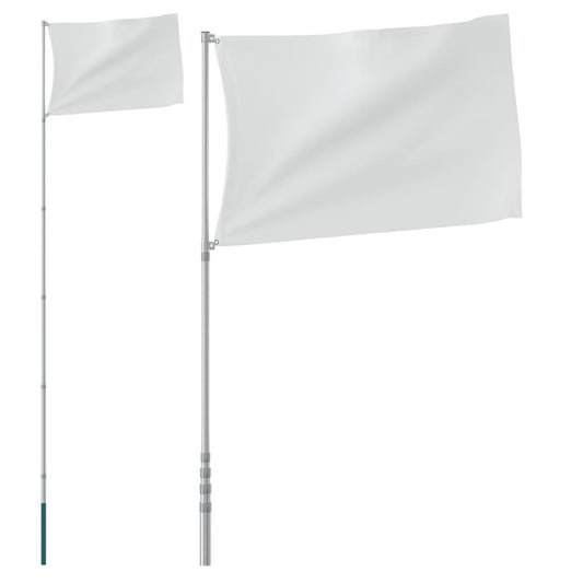 teleskopisks karoga masts, sudraba krāsa, 5,55 m, alumīnijs - amshop.lv
