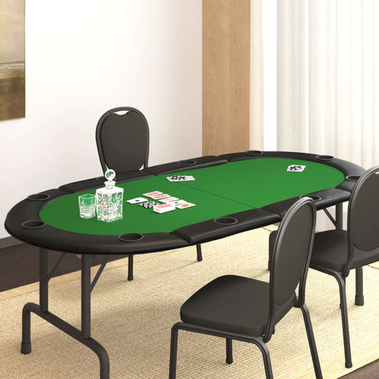 pokera galda virsma 10 personām, saliekama, zaļa, 208x106x3 cm
