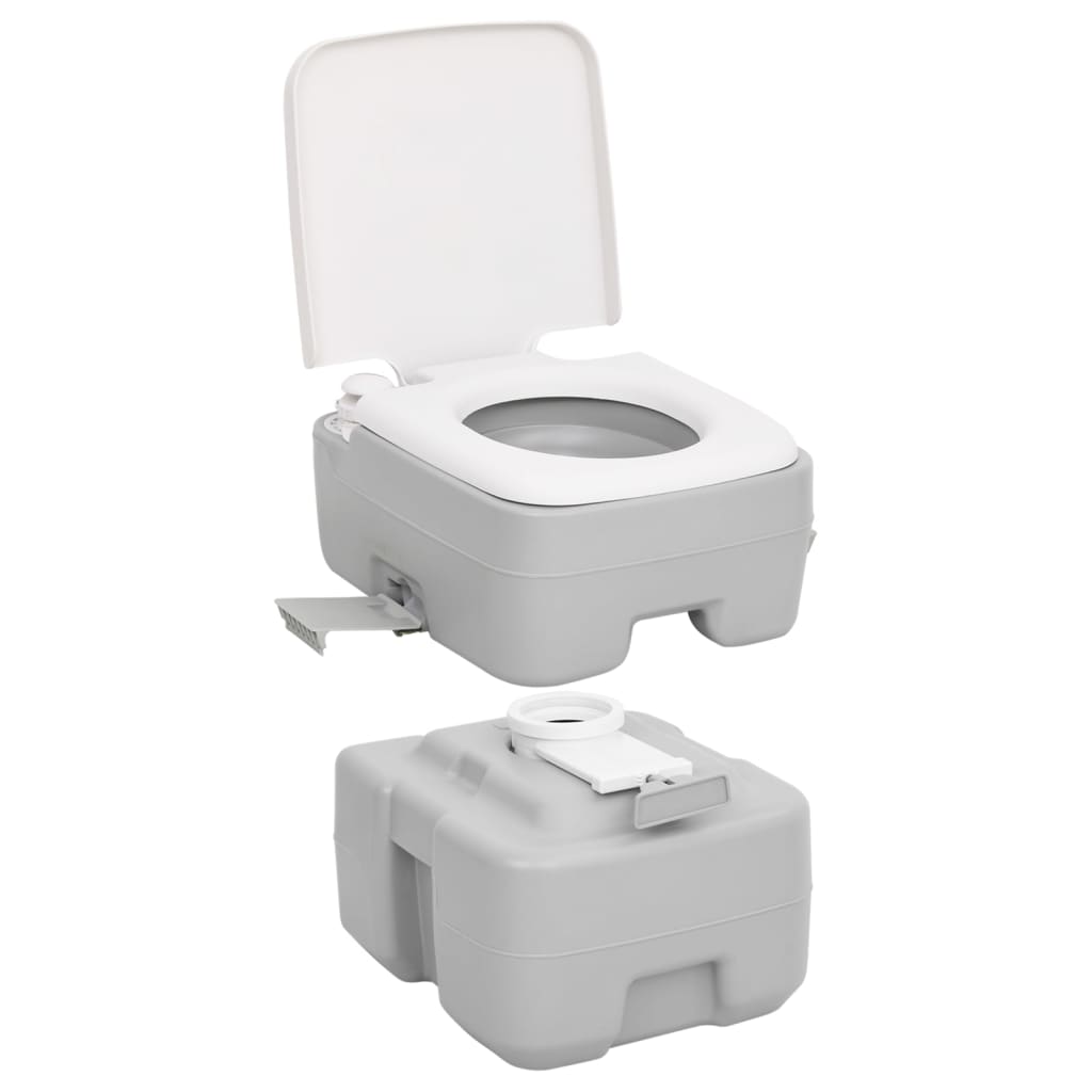 portatīvā kempinga tualete, pelēka un balta, 20+10 L, HDPE