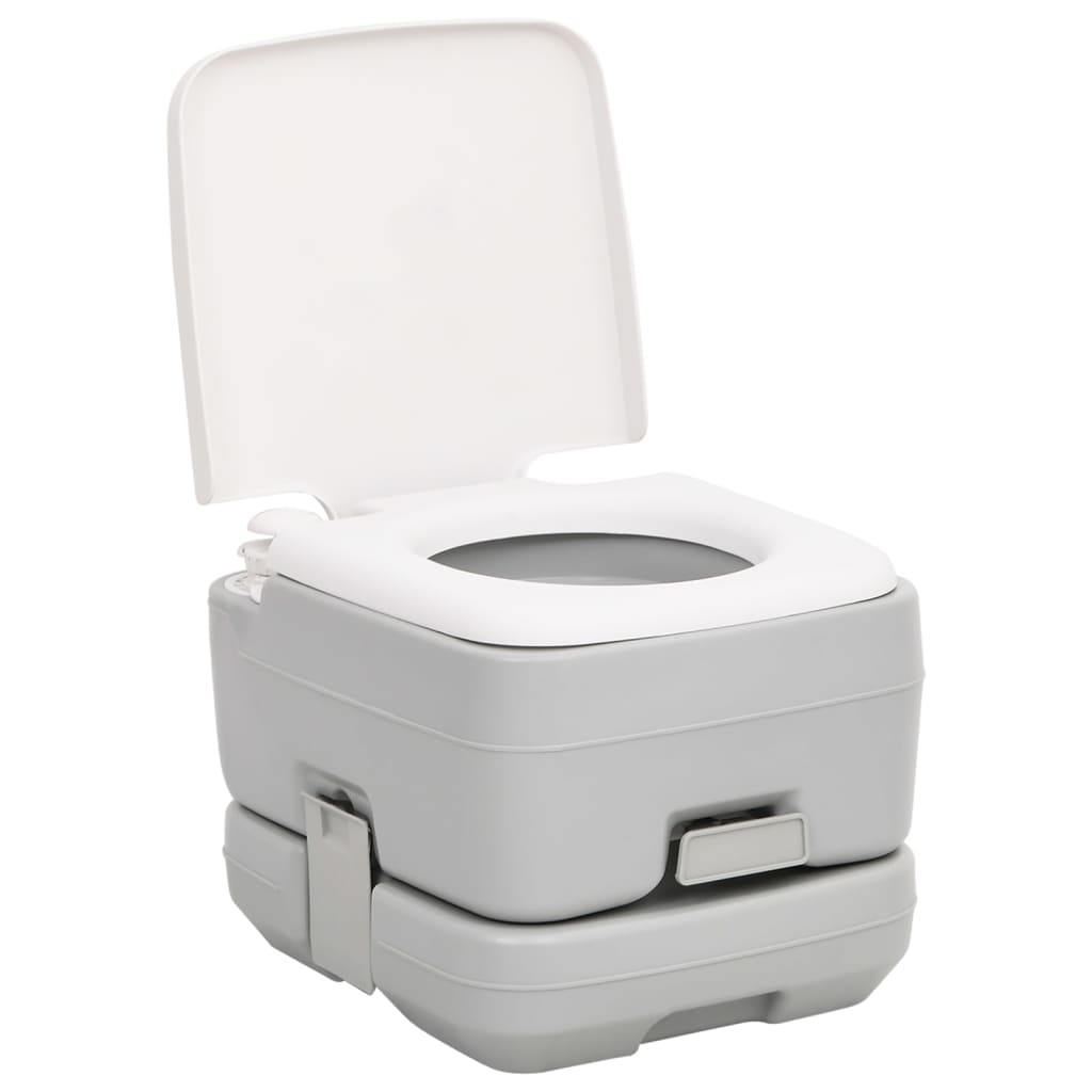 portatīvā kempinga tualete, pelēka un balta, 10+10 L, HDPE