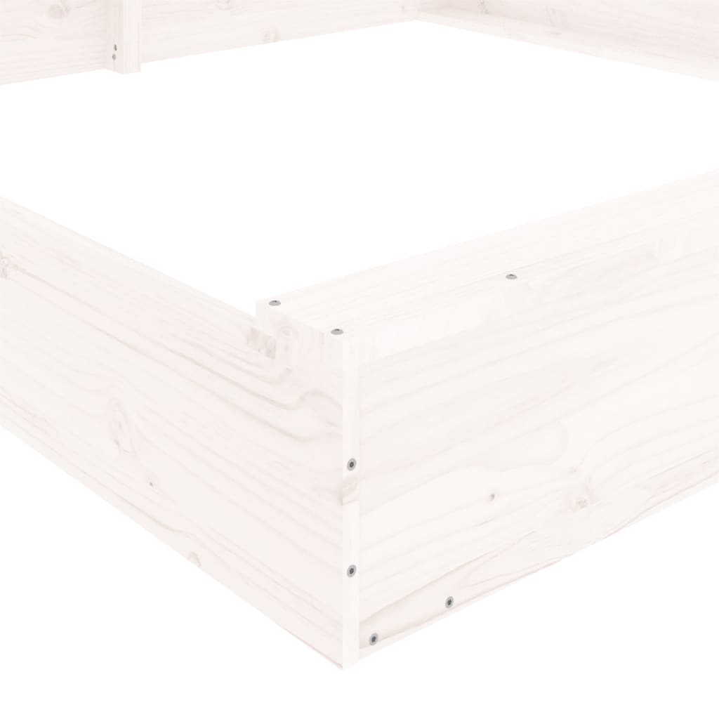 smilšu kaste ar sēdekļiem, balta, kvadrāta forma, priedes koks