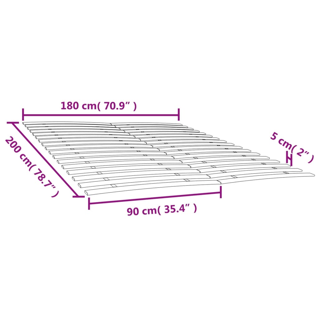 gultas redeles, 2 gab., ar 34 līstītēm, 90x200 cm