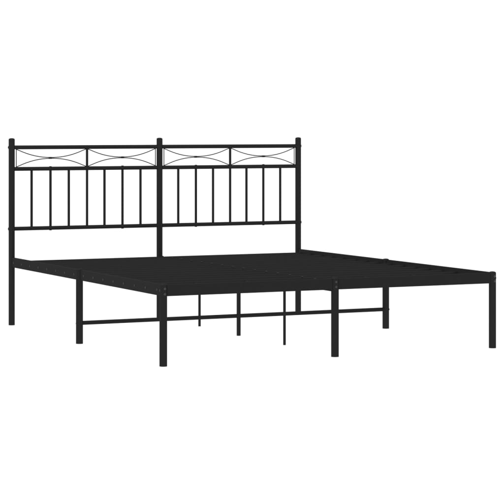 gultas rāmis ar galvgali, melns metāls, 150x200 cm