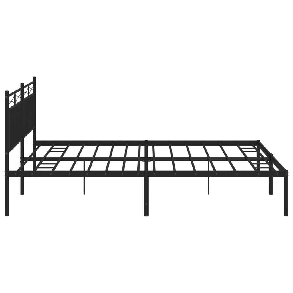 gultas rāmis ar galvgali, melns metāls, 200x200 cm