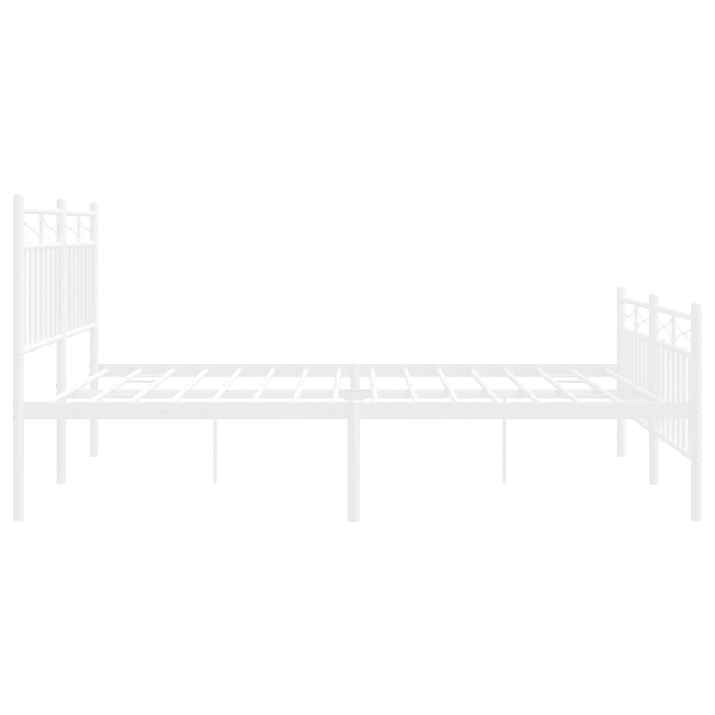 gultas rāmis ar galvgali un kājgali, balts metāls, 150x200 cm