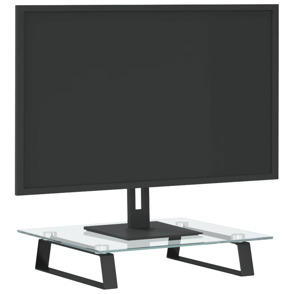 monitora statīvs, 40x35x8 cm, melns, rūdīts stikls, metāls
