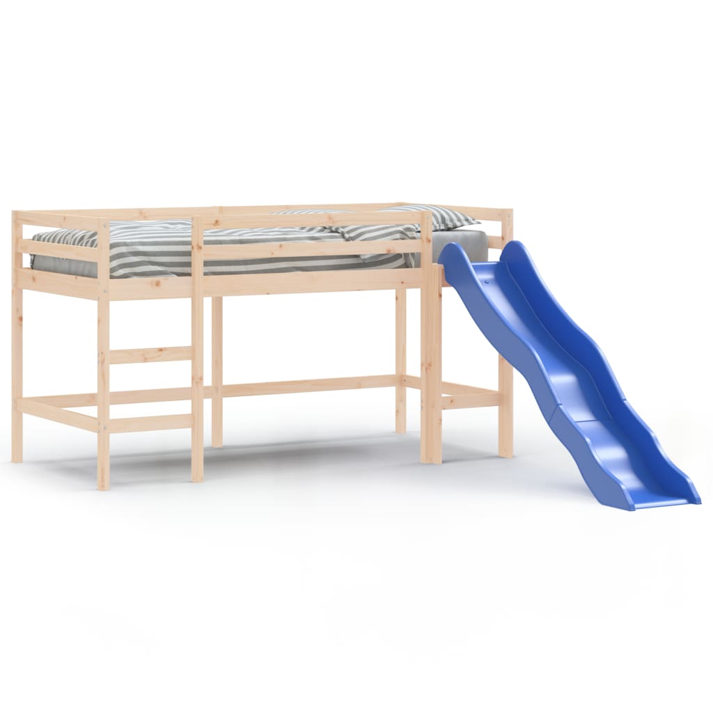bērnu gulta ar slidkalniņu, 90x190 cm, priedes masīvkoks