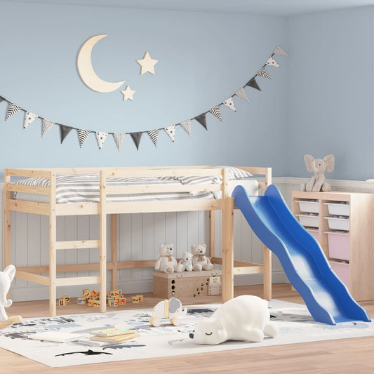 bērnu gulta ar slidkalniņu, 90x190 cm, priedes masīvkoks