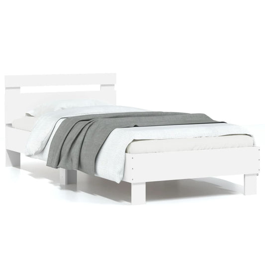 gultas rāmis ar galvgali, balts, 90x190 cm, inženierijas koks