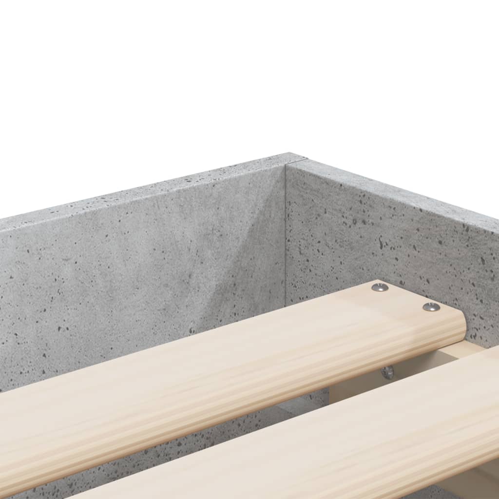 gultas rāmis ar atvilktnēm, betona pelēks, 100x200 cm