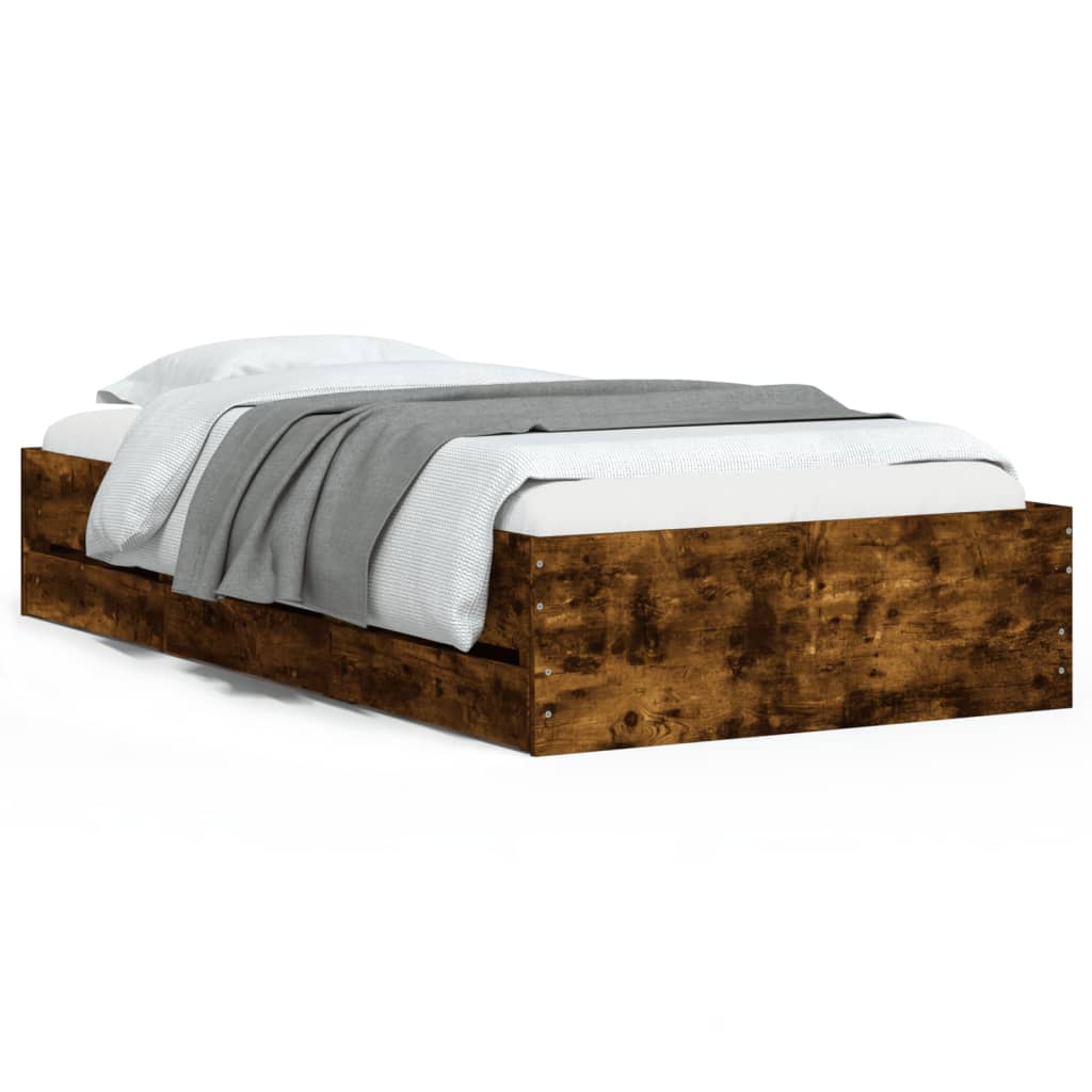 gultas rāmis ar atvilktnēm, ozola, 100x200cm, inženierijas koks