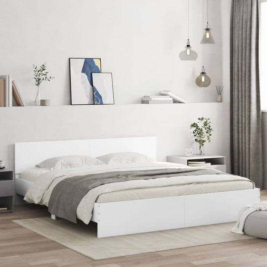 gultas rāmis ar galvgali, balts, 160x200 cm