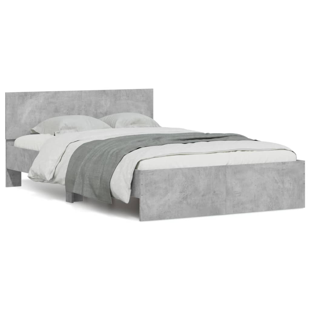 gultas rāmis ar galvgali, betona pelēks, 120x190 cm