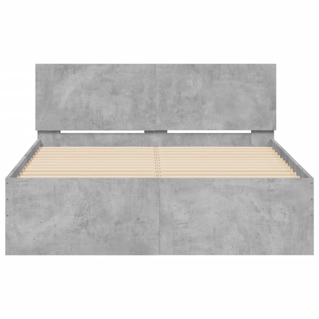 gultas rāmis ar galvgali, betona pelēks, 120x190 cm