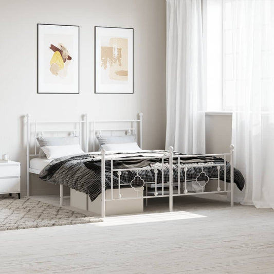 gultas rāmis ar galvgali un kājgali, balts metāls, 160x200 cm