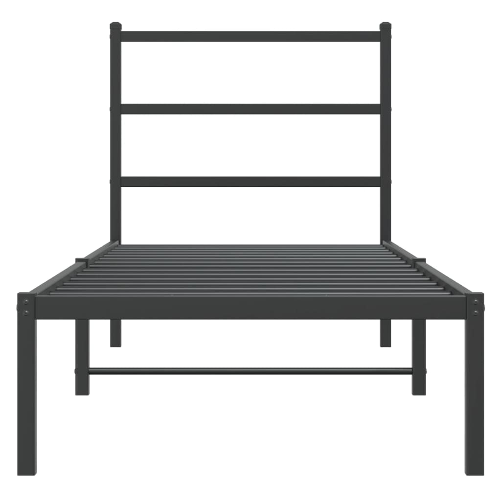 gultas rāmis ar galvgali, melns metāls, 75x190 cm