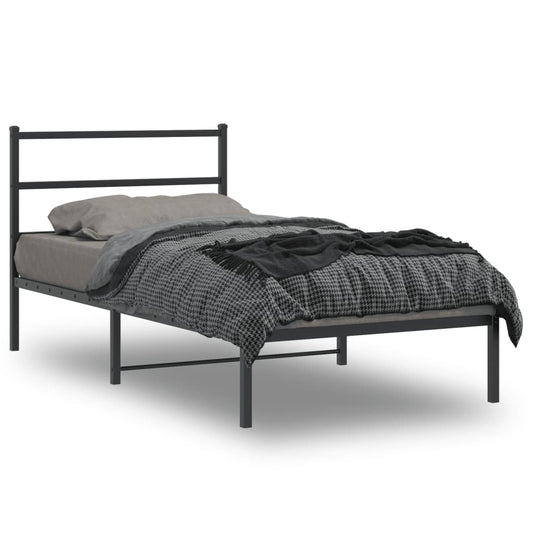 gultas rāmis ar galvgali, melns metāls, 100x200 cm