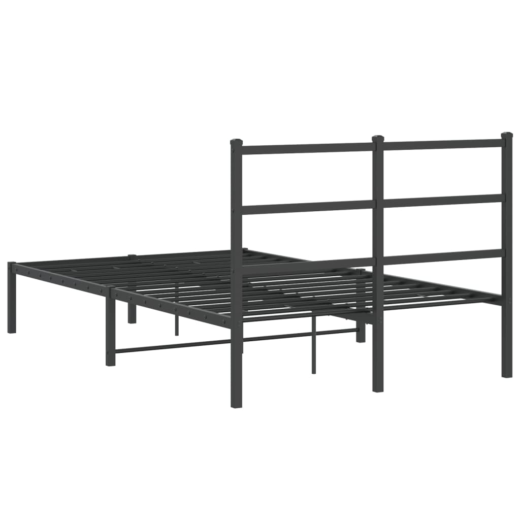 gultas rāmis ar galvgali, melns metāls, 120x200 cm