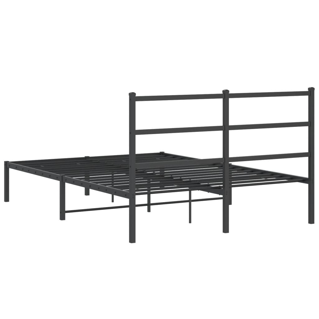 gultas rāmis ar galvgali, melns metāls, 135x190 cm
