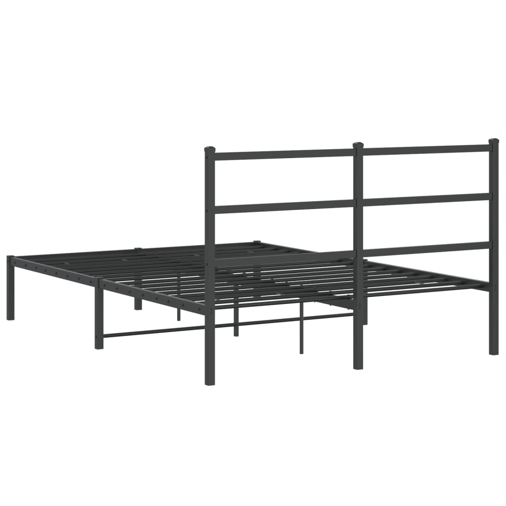 gultas rāmis ar galvgali, melns metāls, 140x200 cm