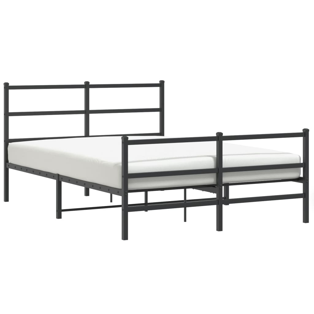 gultas rāmis ar galvgali un kājgali, melns metāls, 140x190 cm